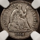 1864 S CW DATE SEATED HALF DIME NGC VG8 CAC PLEASING DAVIDKAHNCOINS 1864 S CW DATE SEATED HALF DIME NGC VG8 CAC PLEASING DAVIDKAHNCOINS