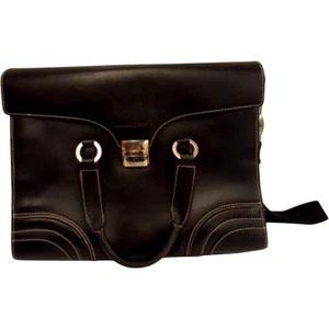 Bramble & Brown Leather Shoulder Bag Laptop Briefcase Black - Picture 1 of 8