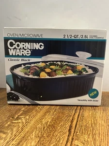 CAZUELA OVALADA VINTAGE 1990 NUEVA SELLADA CORNINGWARE Life clásica negra 2 1/2 cuartos - Imagen 1 de 4