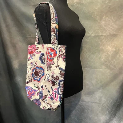 Двусторонняя сумка-тоут Tory Burch Happy Times с цветочным принтом кремовый темно-синий цвет - Изображение 1 из 4