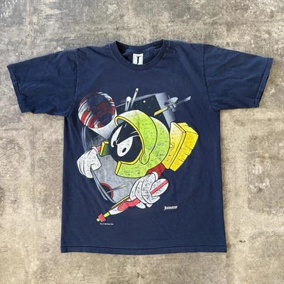 Camiseta De Colección 1993 Marvin The Martian Doble Cara Camiseta Looney Tunes Grande Azul Foto 1 de 4