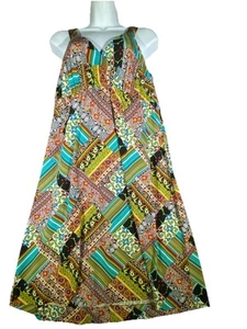 New Directions Sun Dress Women’s Size Large Colorful Patchwork Pattern Boho - Picture 1 of 11