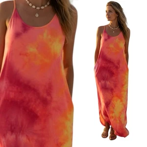 Neu $ 48 Large L Heimesh Boutique Batik Strand Kreuzfahrt weiches Maxikleid neonpink - Bild 1 von 8