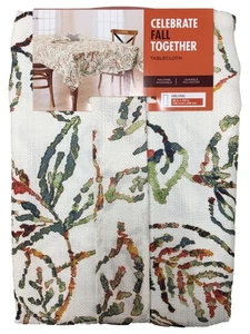 Celebrate Fall Lace Leaves Autumn Tablecloth, Woven Print, 60x102 Oblong - Picture 1 of 2