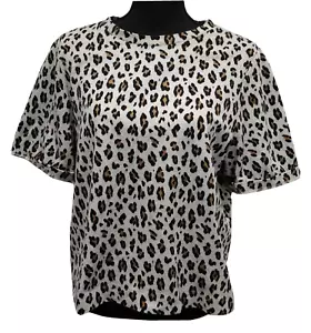 Camicetta donna Loft top XL marrone leopardato stampa animalier maniche corte pullover maglia - Foto 1 di 12