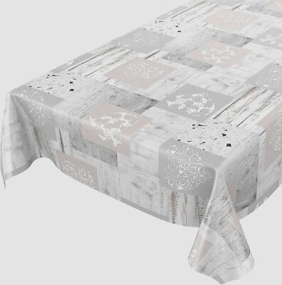 Plain Marble Hearts Oak Grey Wood White Wipe Clean PVC Plastic Vinyl Table cloth - Image 1 of 4
