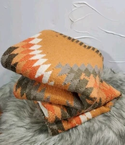 Fundas de almohada Surya 100 % lana decorativas con estampado azteca suroeste naranja - Imagen 1 de 9