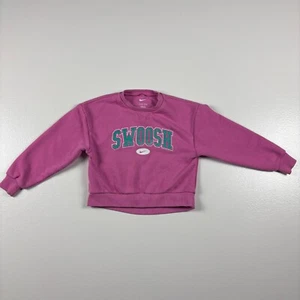 Nike Join the Club Sweatshirt Girls 6-7 Pink Fleece Long Sleeve Swoosh Pullover - Picture 1 of 6