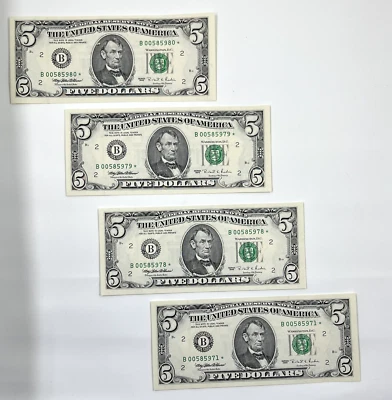 15 Consecutive Fr 1984 $5 Notes Uncirculated - Image 1 of 4