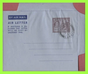 Gambia 1953 QEII 6d postal stationery Air Letter, used, Bathurst - Picture 1 of 1