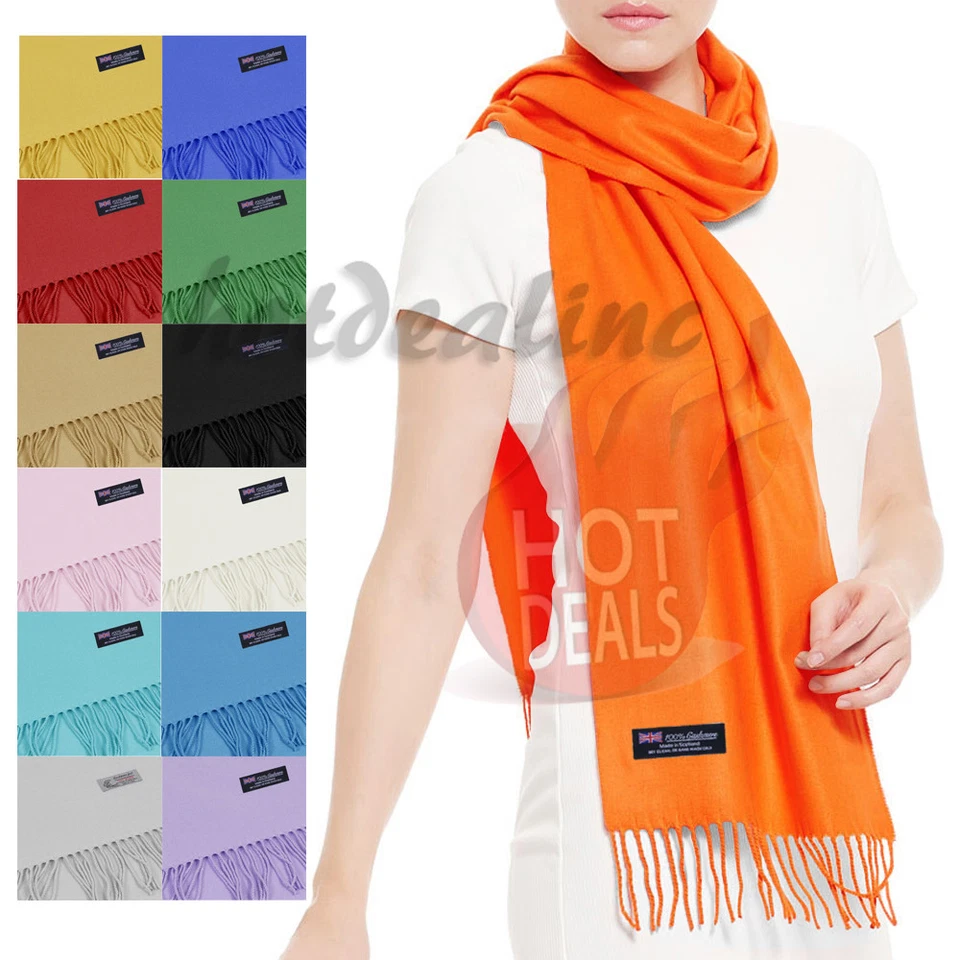 Cachecol quente inverno lenços lisos 100% cashmere masculino feminino feito na Escócia - Imagem 1 de 1