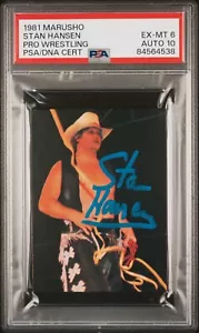 STAN HANSEN 1981 MARUSHO JAPAN WRESTLING ROOKIE CARD - PSA 6 / PSA 10 GEM AUTO - Picture 1 of 2