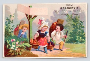 Peabodys Dry Goods Bazaar Salem MA Advertisement Victorian Trade Card - Picture 1 of 2