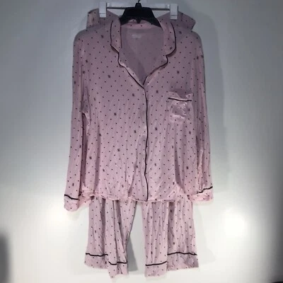 Conjunto de pijama Victoria's Secret rosa/negro con logotipo/lunares para mujer talla XXL Foto 1 de 4