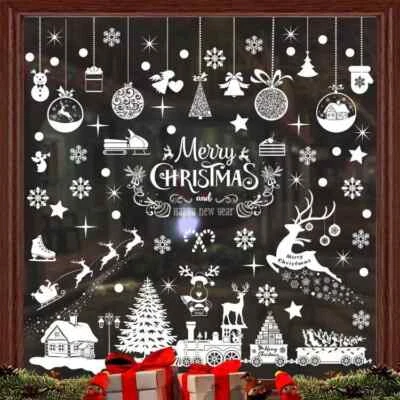236pcs Christmas Removable Window Stickers Xmas Art Decal Wall Home Shop Decor - Image 1 of 4