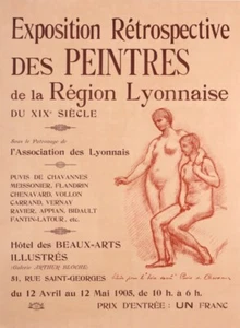 PUVIS DE CHAVANNES EXPOSITION RETROSPECTIVE PEINTRES LYONNAIS 1905 OLD POSTER - Picture 1 of 1