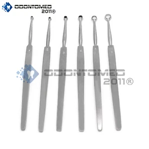 6 Pcs Fox Dermal Curettes Dermatology 1mm-6mm Ent Surgical MedicaI Instruments - Picture 1 of 3