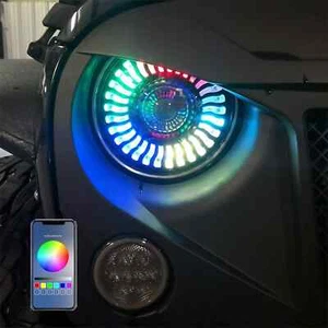 9" RGB LED Headlights Demon Chasing DRL For Jeep Wrangler JL Gladiator 2018-2024 - Foto 1 di 9