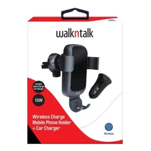 Walk n Talk Vent Mount Wireless Charge Mobile Phone Holder + Car Charger 10W - Picture 1 of 3