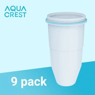 AQUA CREST Water Filters, Compatible with ZeroWater® Pitcher and Dispenser (9)