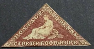 Cape of Good Hope 1853 Unused Stamp MH SC#1 Brownish Red, VERY RARE - Picture 1 of 9