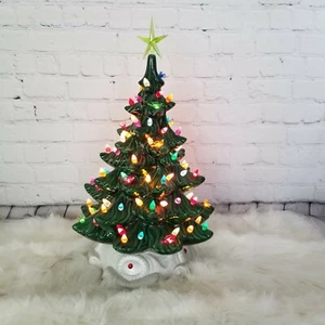 Vintage 19" Keramik beleuchteter Weihnachtsbaum mit Glühbirnen, Tauben und Stern - Bild 1 von 12