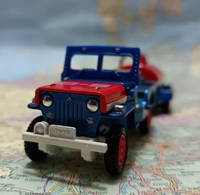 JEEP MITSUBISHI J3R with Trailer 1953 - Vintage Scala 1/42  ,Tomica  Japan 1990s - Immagine 1 di 4