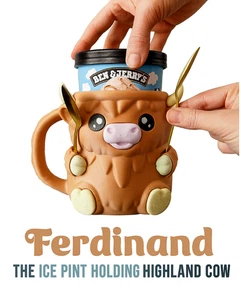Ferdinand the Highland Cow Ice Cream Holder – Fits Pint Size – Eco-Friendly - Picture 1 of 12