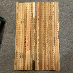 20 Vintage Advertising Wood Yardsticks Mostly 36" x 1-1/8" Some Old - Picture 1 of 4
