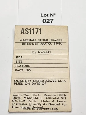 Peça de relógio vintage – Marshall Stock AS1171 Breguet mola automática com pacote - Imagem 1 de 4