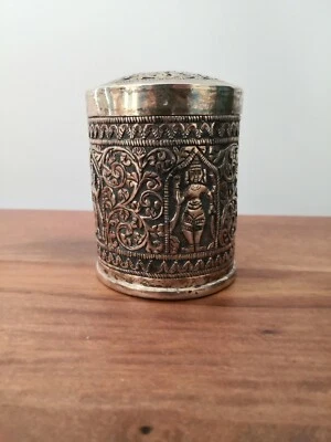 Ancienne boite thé pot argent  niellé silver Siam indochine  - Photo 1/4
