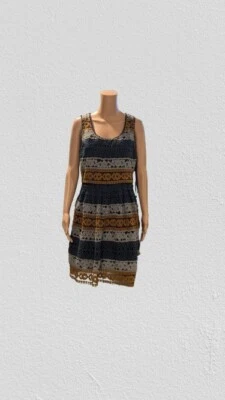 Anthropologie Above The Knee Dress Crochet Color Block Size 12 Maeve Sleeveless - Image 1 of 4