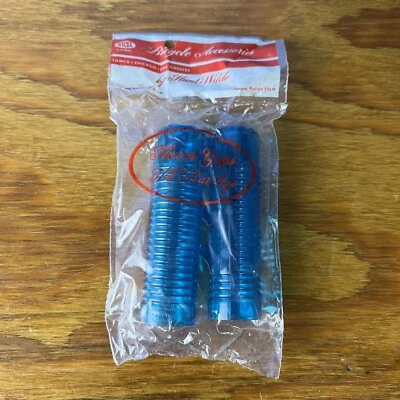 HUNT WILDE BLUE TRICYCLE GRIPS 3/4" ID 3-3/8" LONG ELGIN AMF HUFFY COLSON NOS - Image 1 of 4