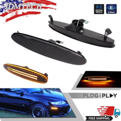 Smoked Amber LED Front Bumper Side Marker Light Lamp for 03-08 Mazda 6 MPS GG GY - Image 1 of 4