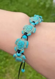 Handmade Turquoise Sea Turtle Beads Braided Rope Bracelet Beach Jewelry - Picture 1 of 4