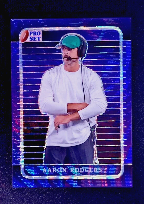 2023 Leaf Pro Set Metal AARON RODGERS PURPLE WAVE /5 Jets - Image 1 of 2