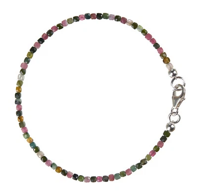 Turmalin Armband bunt - Edelstein-Armband - 925 Silber Verschluß - Armkette Z266 - Bild 1 von 2