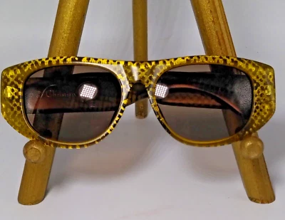 Rare Vintage Christian Dior 2256 60 Sunglasses 1980s Gold Leaf Snake Pattern - Image 1 of 4