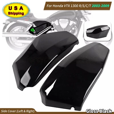 Gloss Black Battery Side Fairing Covers For Honda VTX1300R VTX1300S Retro 03-up Foto 1 de 4