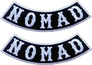 Nomad White on Black Rocker Embroidered Patch |2PC IRON ON OR SEW 10.0 inch - Picture 1 of 2