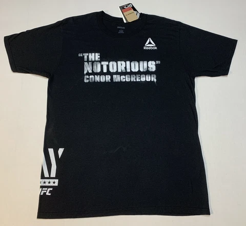 NWT Reebok UFC Logo The Notorious Conor McGregor Black T-Shirt Large Collectible Cover