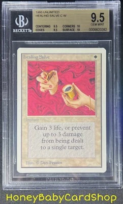 MTG Unlimited Edition 1993 Healing Salve BGS 9.5Q++ (TRUE QUAD++) 93/94 Pop 1of4 - Image 1 of 4
