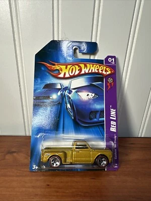 Hot Wheels 2007 Red Line Series Custom 69 Chevy Pickup Gold w/Chrome 5 Spokes - Image 1 of 4