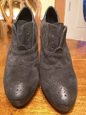JOIE WOMENS HELLO GOODBYE BOOTIE DARK GRAY LEATHER  US SZ 38 MEDIUM (B) - Image 1 of 4