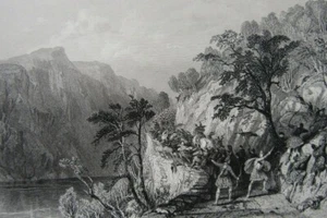 Impresión de 1838 The Pass of Awe (Brander), Argyllshire. Escocia. Thomas Allom. - Imagen 1 de 2