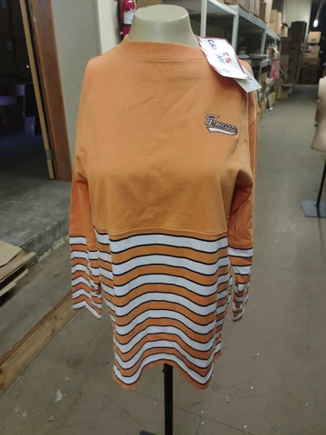 Officially Licensed Women's Castaways Tennessee Volunteers Striped Shirt NWT Cover