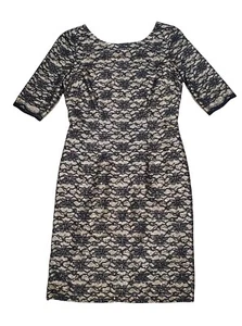 Abito tubino donna Eliza J nero pizzo floreale oro festa cocktail party 4 6 - Foto 1 di 7