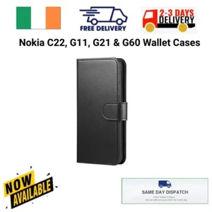 Leather Magnetic Flip Wallet Book Case Cover for Nokia G11, G21, G60, C22 Cases - Imagen 1 de 1