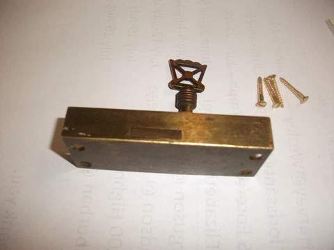 Vintage BRASS Lock For Cabinet Door Desk Drawers Woodworking Hardware With Key Cover