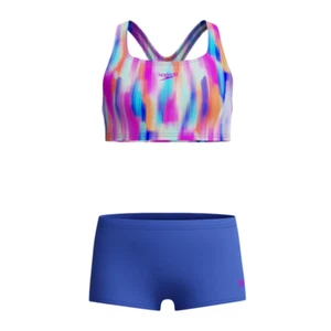 Speedo Bikini Boyleg stampato per bambine blu/rosa - Foto 1 di 3